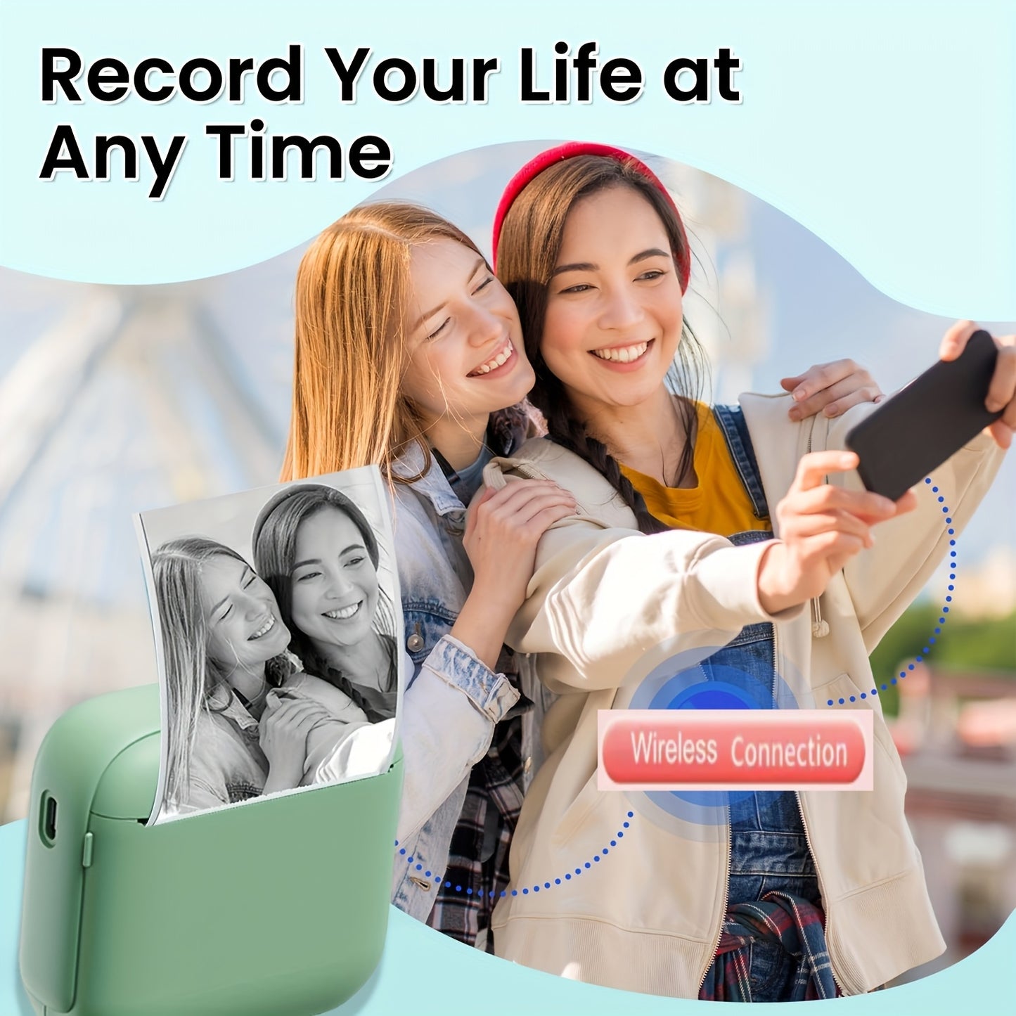 Portable Thermal Printer - Instant Print, Compatible with iOS/Android Devices for Photos, Labels, Notes & More - Ideal for Thanksgiving, Christmas, Halloween Gifts & Study Sessions Diary, Exam Papers, Wireless Connectivity, U