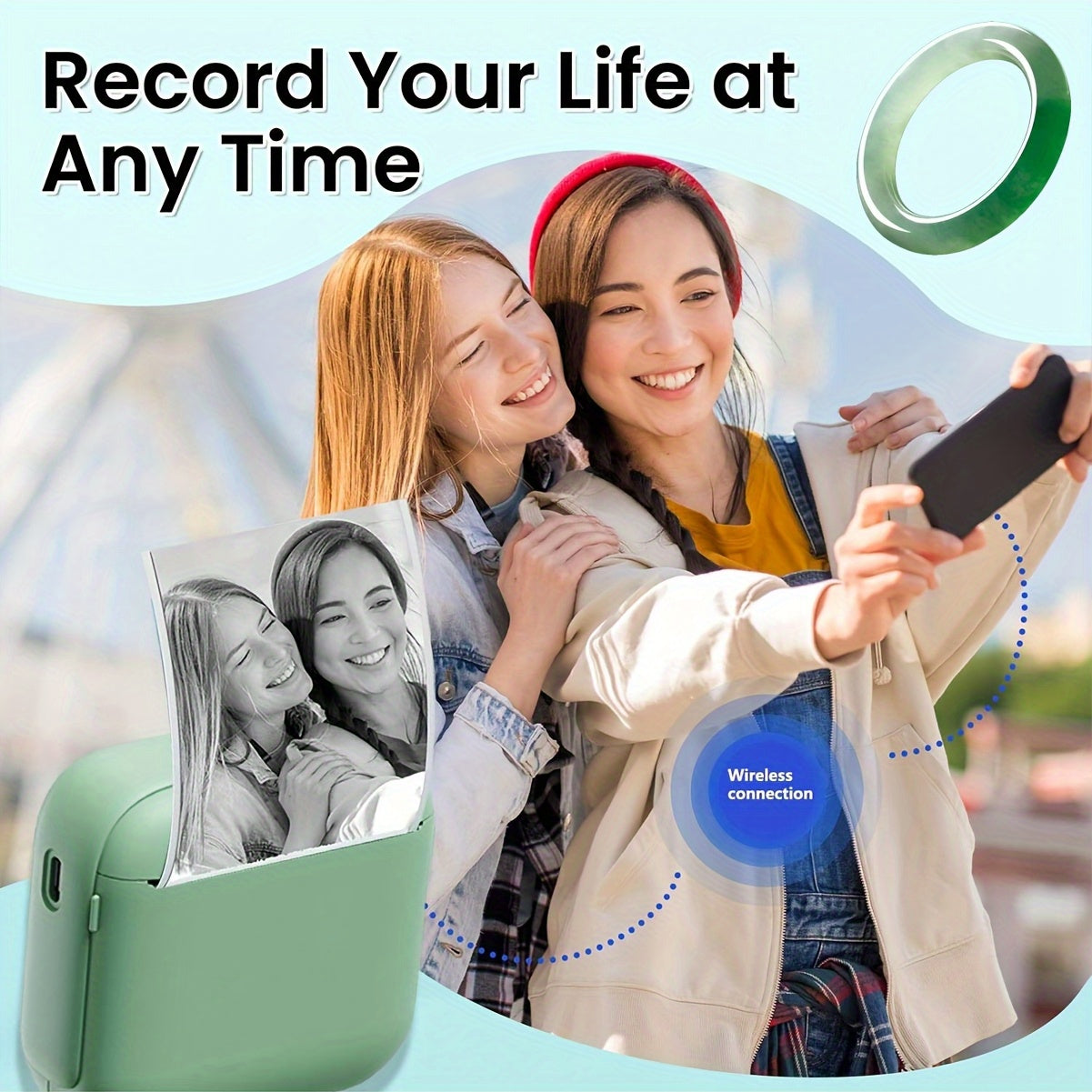 Portable Thermal Printer - Instant Print, Compatible with iOS/Android Devices for Photos, Labels, Notes & More - Ideal for Thanksgiving, Christmas, Halloween Gifts & Study Sessions Diary, Exam Papers, Wireless Connectivity, U