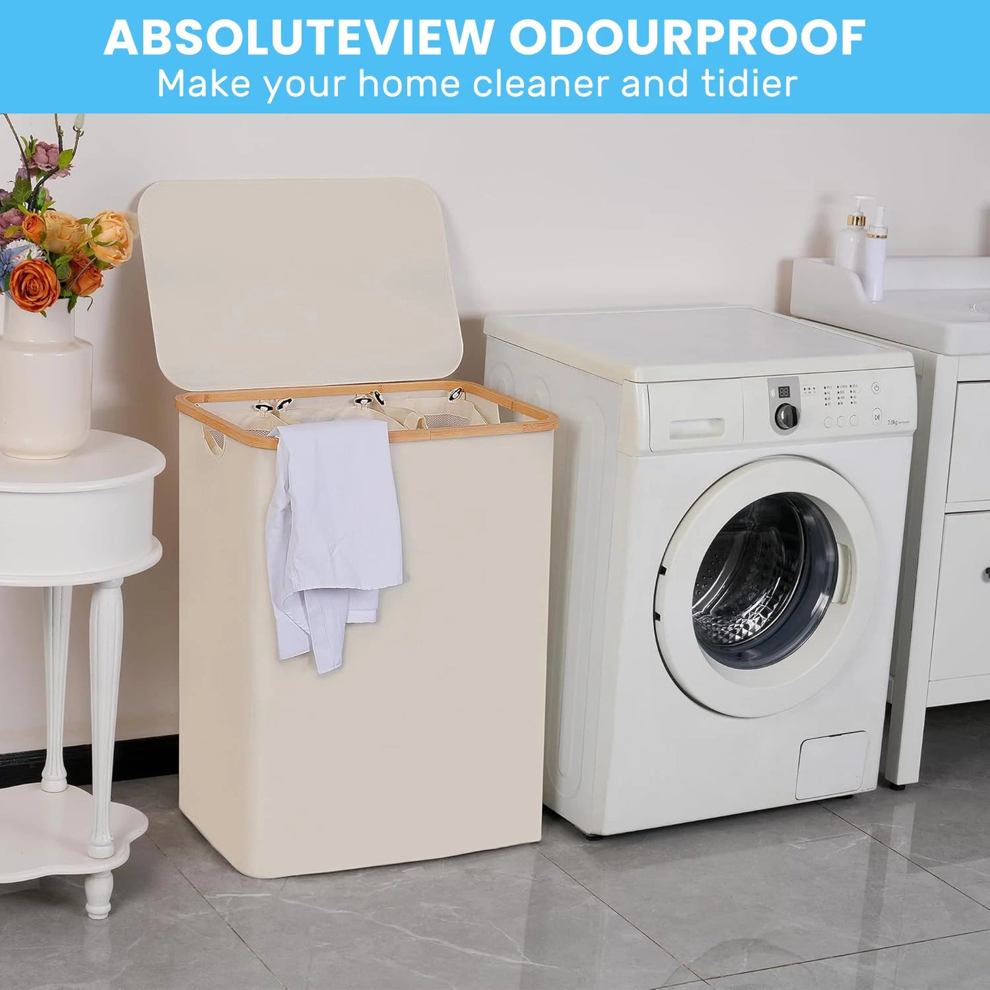 Laundry Basket 100L&160L, Laundry Hamper Slim with Removable and Washable Inner Bag, Laundry Baskets with Handles