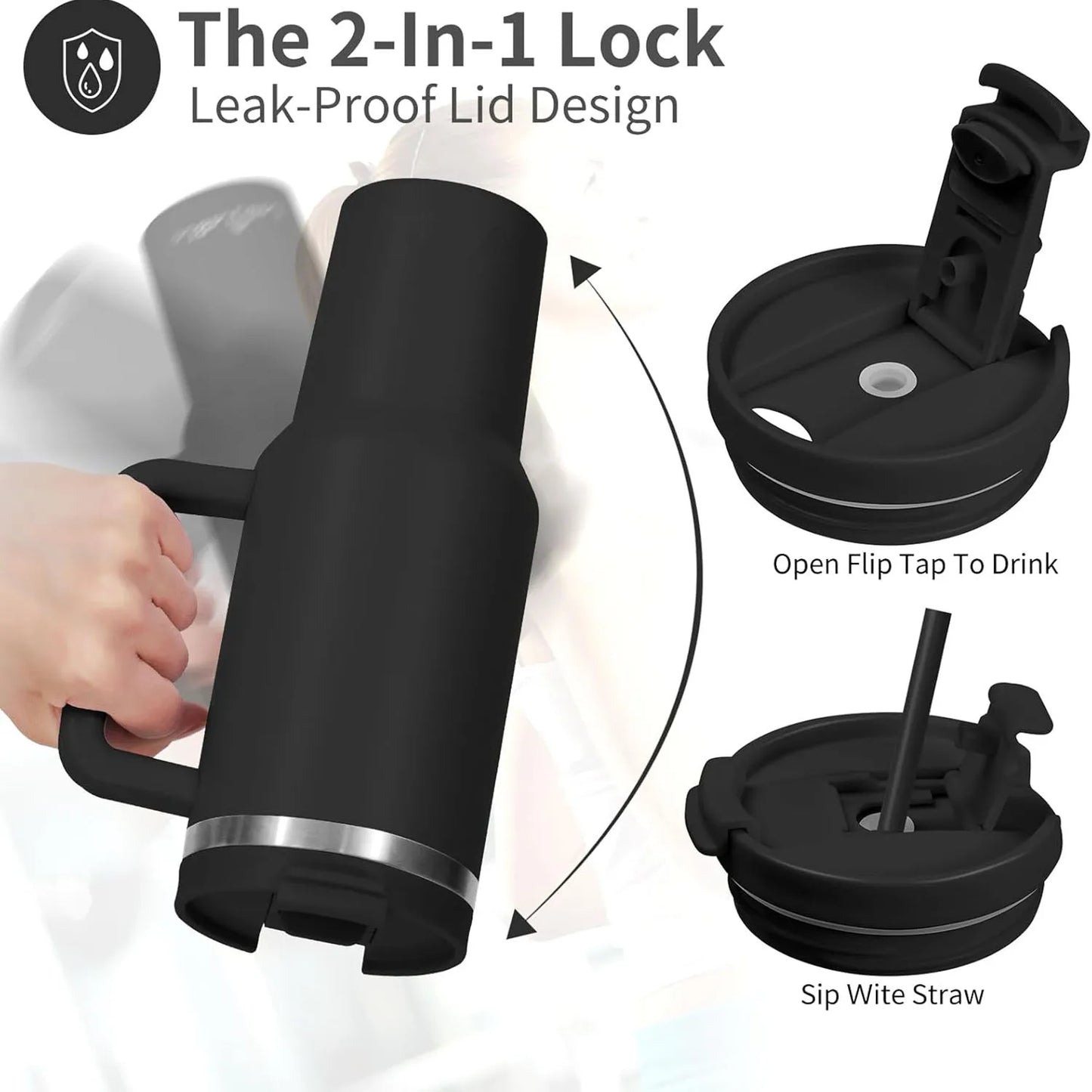 40 Oz Stainless Steel Vacuum Insulated Tumbler With Straw, Suitable for Outdoor Travel, Keeps Cold and Hot Drinks Chilled