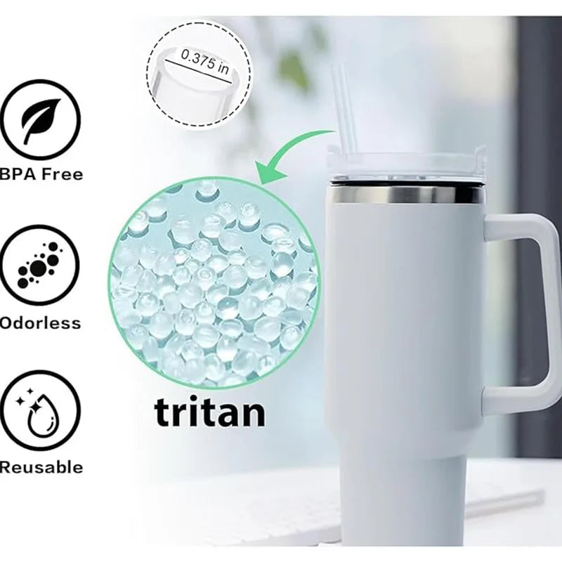 Reusable Straw with Cleaning Brush Plastic Replacement Straw Compatible with Stanley 40 oz 30 oz Cup Tumbler