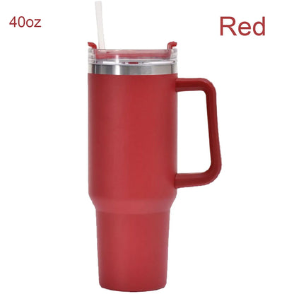 40 Oz Stainless Steel Vacuum Insulated Tumbler With Straw, Suitable for Outdoor Travel, Keeps Cold and Hot Drinks Chilled