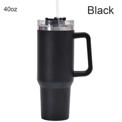40 Oz Stainless Steel Vacuum Insulated Tumbler With Straw, Suitable for Outdoor Travel, Keeps Cold and Hot Drinks Chilled