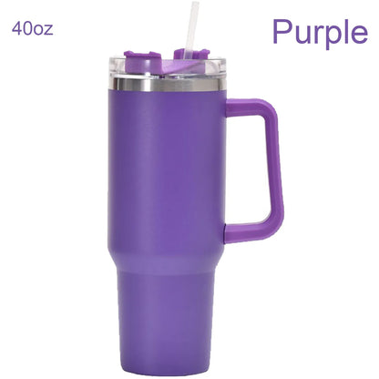 40 Oz Stainless Steel Vacuum Insulated Tumbler With Straw, Suitable for Outdoor Travel, Keeps Cold and Hot Drinks Chilled