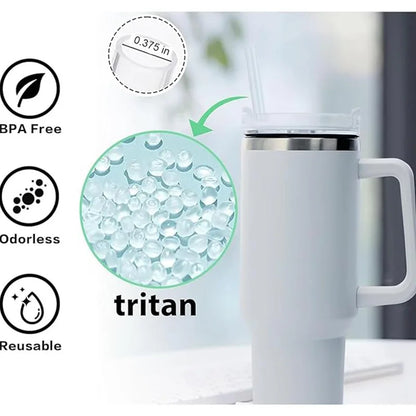 Reusable Straw with Cleaning Brush Plastic Replacement Straw Compatible with Stanley 40 oz 30 oz Cup Tumbler